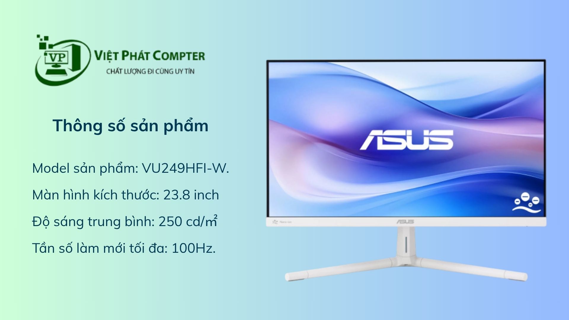 Màn hình máy tính Asus giá rẻ – Việt Phát Computer Màn hình máy tính Asus VU249HFI-W Eye Care giá rẻ – Việt Phát Computer