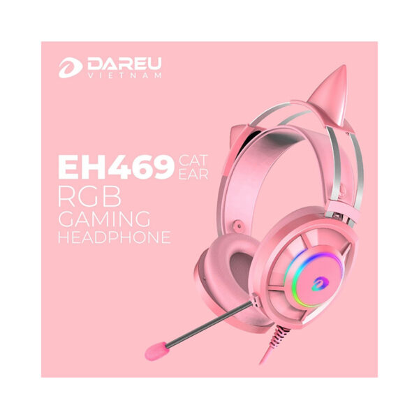 Tai Nghe Dareu EH469 RGB Màu Hồng (USB, LED RGB) - Ảnh 4