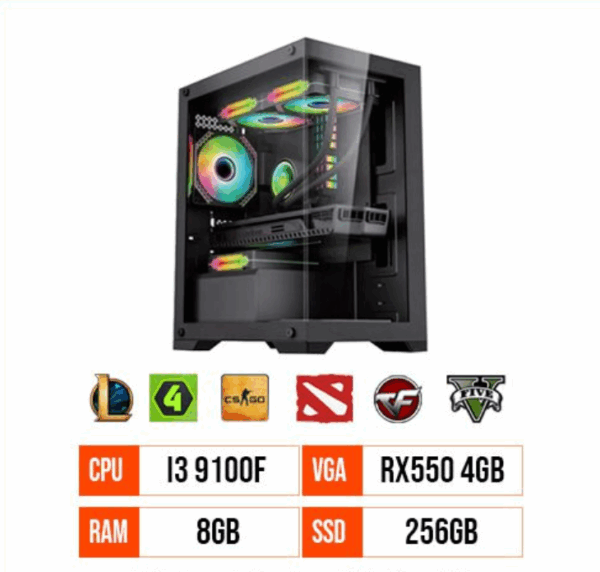 PC Gaming i3 9100F | RAM 8GB | SSD 256GB | RX550 4GB