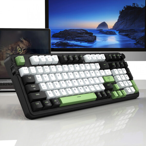 Bàn phím cơ E DRA EK398W (3 Mode/ Black + White + Green/ Blueberry Linear Switch) - Ảnh 2